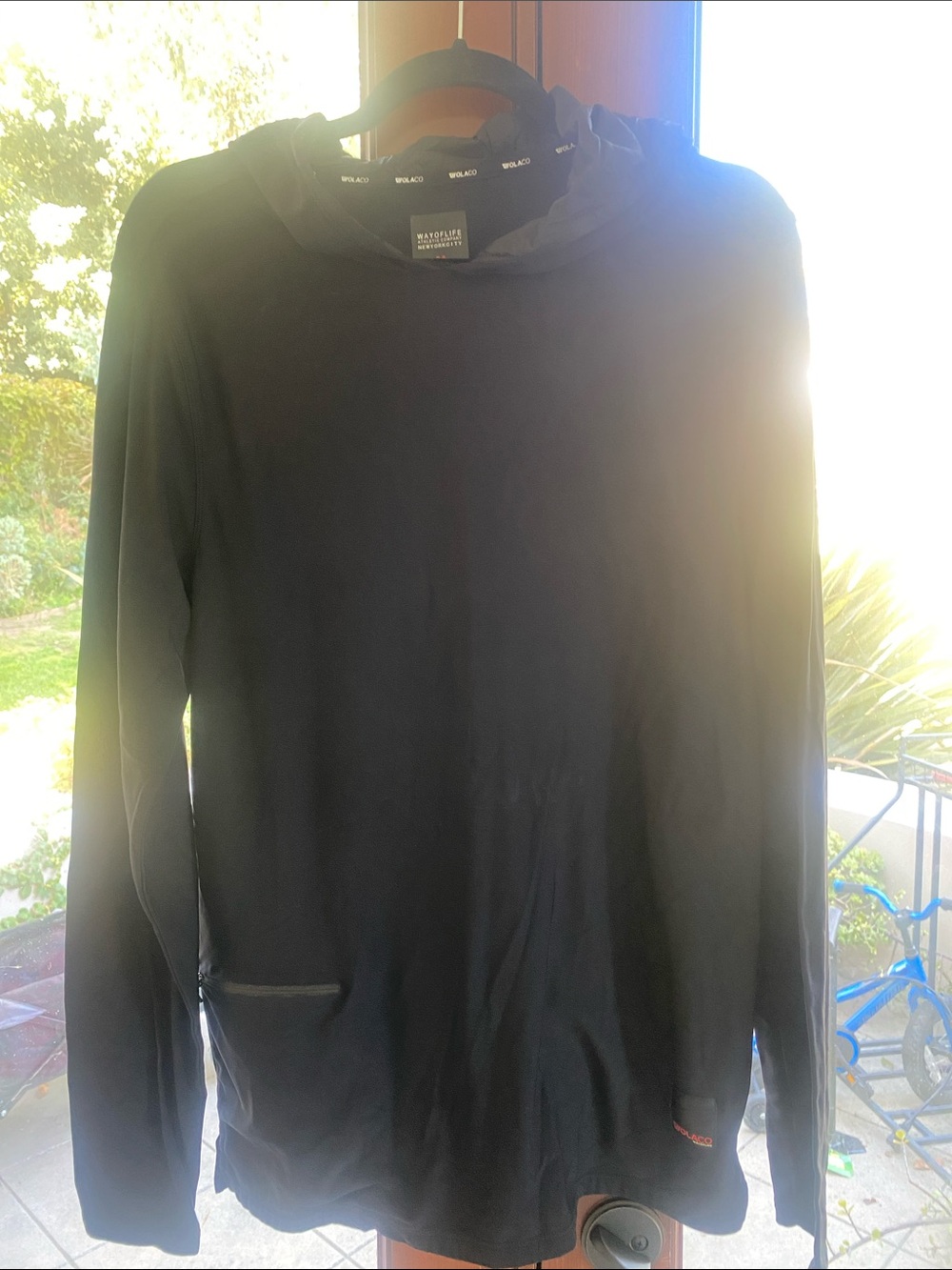 Black Men's Crewneck Sweater with Subtle Hood